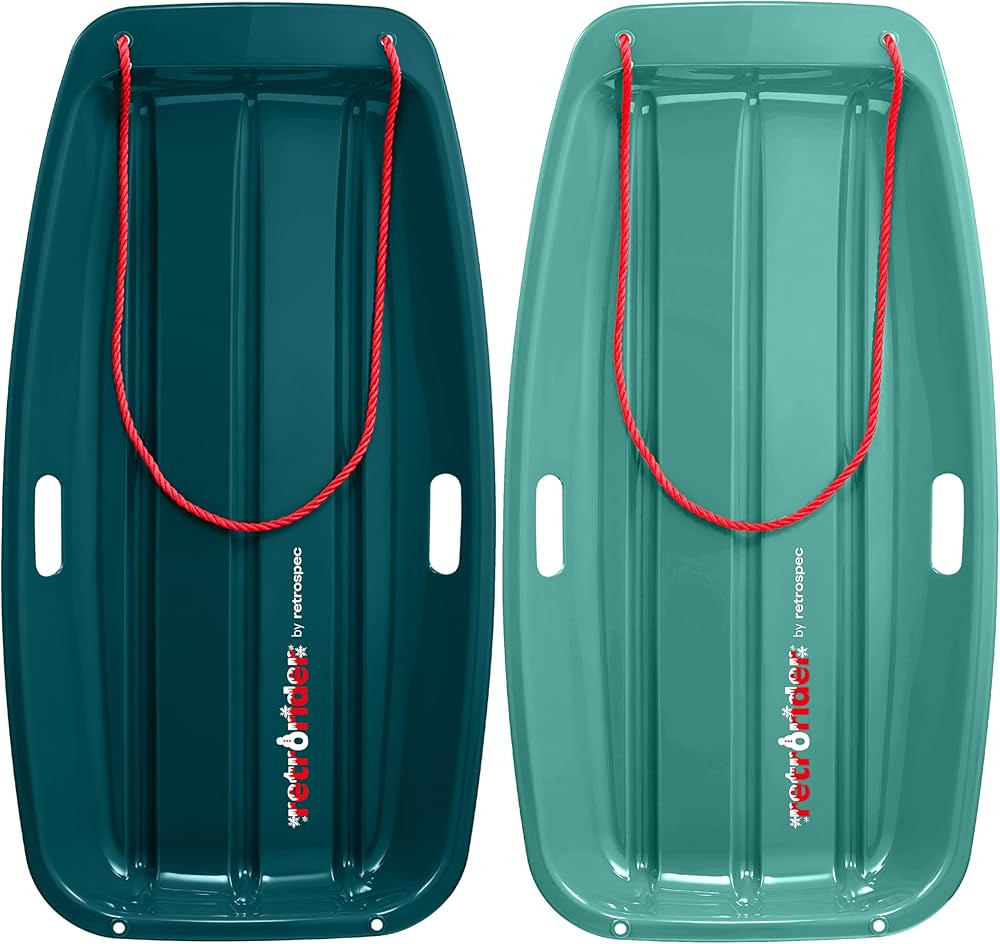 Retrospec Retrorider Plastic Snow Sled – Toboggan Style with Pull Rope, Cold-Resistant Coating,... | Amazon (US)