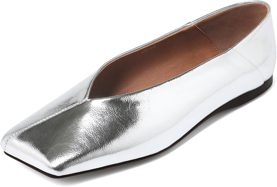 Womens Ballet Flats Square Toe Ballet Flats Shoes for Women Dress Shoes Patent Leather Loafers Co... | Amazon (US)