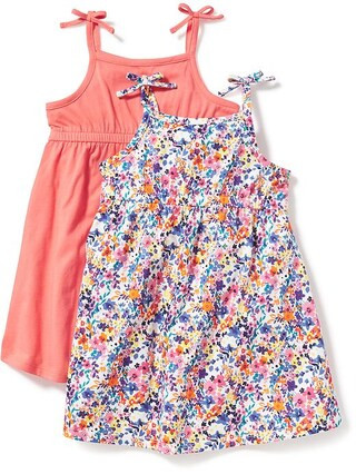 Old Navy Bow Tie Shoulder Fit & Flare Dress 2 Pack For Toddler Girls Size 12-18 M - Warm multi | Old Navy US