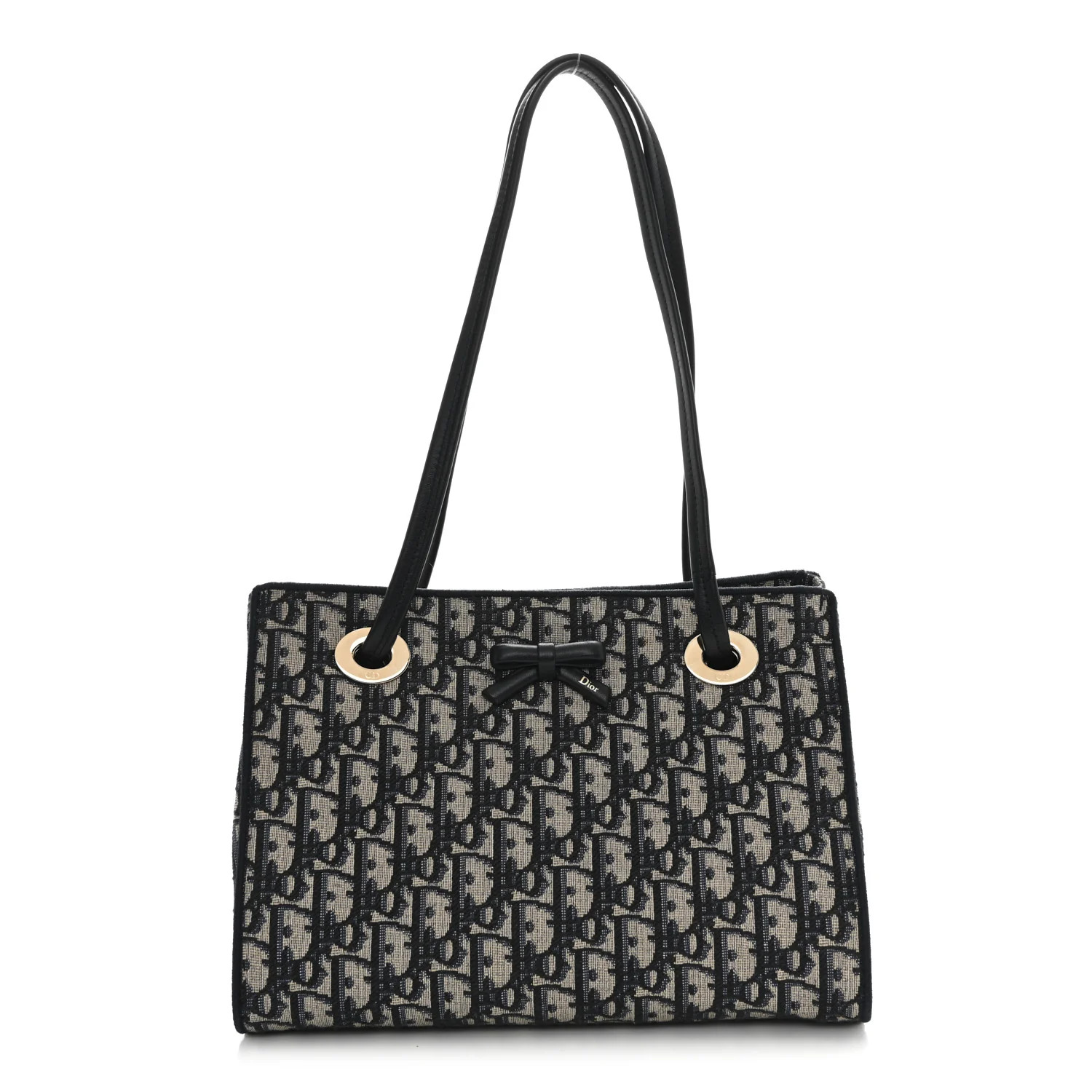 Oblique Small Bow Shopping Tote Blue Multicolor | FASHIONPHILE (US)