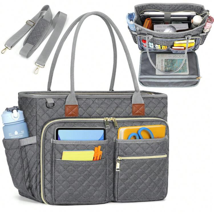 Teacher Tote Bag 15.6 Inch Laptop Bag For Women Work Bag Laptop Tote Nurse Bag Professional Computer Messenger Bag With Insulated Pocket, Laptop Briefcase For Office, College, Nursing | SHEIN