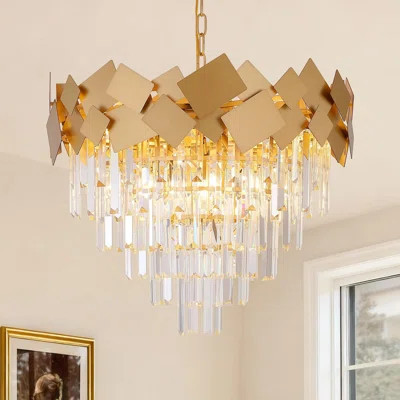 Modern 5-Tier Crystal Chandelier With Dimmable Lighting, K9 Crystals And Adjustable Chain For Dining Room, Foyer, Bedroom Or Entryway | Wayfair North America