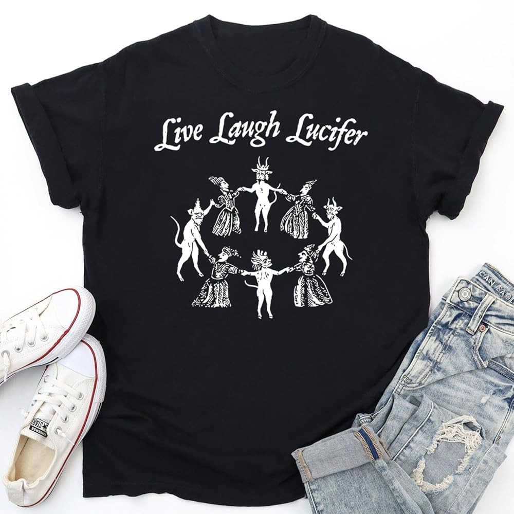 Live Laugh Lucifer Halloween Witch Dancing with The Devil T-Shirt, Tank Top, Long Sleeve Shirt, S... | Amazon (CA)