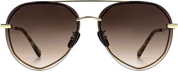 DIFF Eyewear - Lenox - Designer Aviator Sunglasses for Women - 100% UVA/UVB, Gold | Amazon (US)