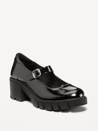 Faux Leather Chunky Heel Mary Jane Shoes for Women | Old Navy (US)