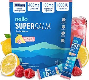 Nello Supercalm Powdered Drink Mix, Cortisol Reducer and Sleep Aid Supplement, L Theanine, Ksm-66... | Amazon (US)