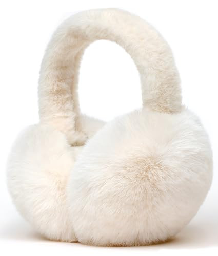 Eyegla White Ear Muffs for Winter Women Adjustable & Foldable Fuzzy Earmuffs Fluffy Soft Ear Warmers Warm Ear Covers for Cold Weather | Amazon (US)