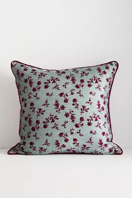 Alva Floral Cotton Velvet Pillow | Anthropologie (US)