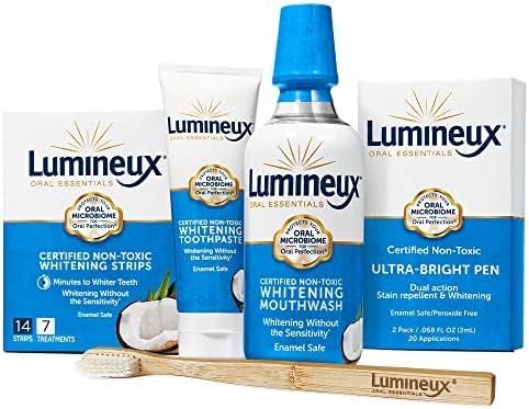 Lumineux Ultimate Whitening Kit - Includes 7 Whitening Treatment Strips, Toothpaste, Mouthwash, 2 Br | Amazon (US)