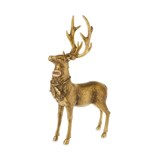 Christmas Polyresin Brass Standing Reindeer Decor, 16.5 in, by Holiday Time | Walmart (US)