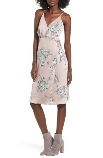 Women's Astr The Label Satin Wrap Dress, Size X-Small - Pink | Nordstrom
