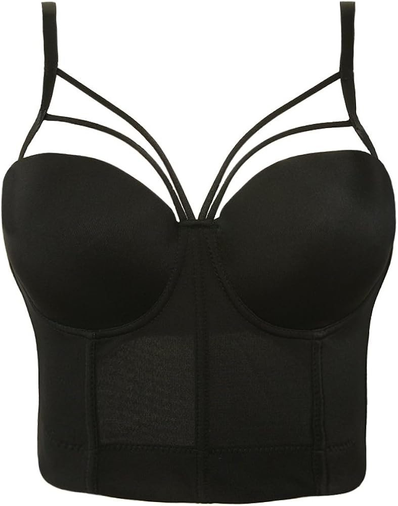 She'sModa Women's Cross Gothic Bustier Push Up Crop Top | Amazon (US)