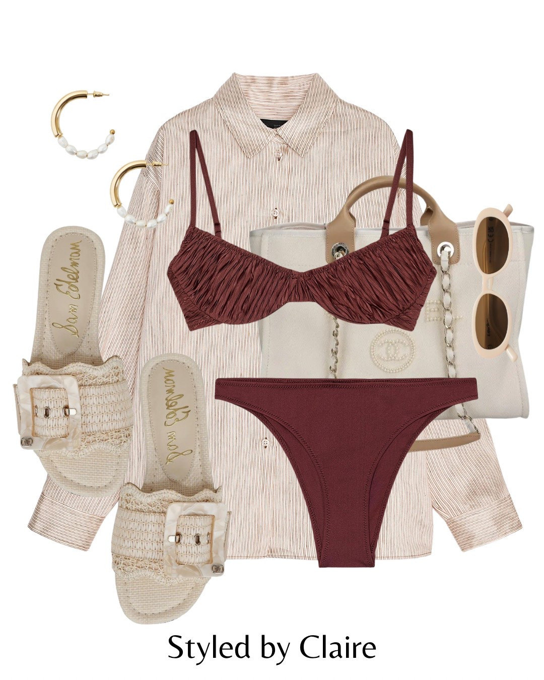 Beach club inspo🍉🍉🍉
Tags: silky satin shimmery Zara shirt stripe bikini chocolate brown raffia buckle sandals neutral style fashion summer inspo outfit ideas chic women’s style city break Dubai Barcelona Ibiza st tropez swimwear 

#LTKstyletip #LTKsummer