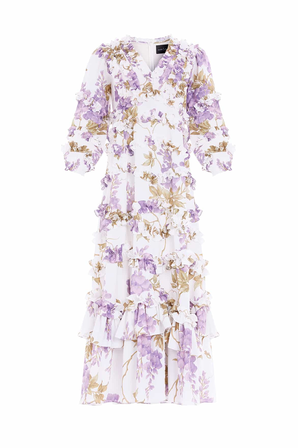 Wisteria Crepe V-Neck Ankle Gown | Needle & Thread US