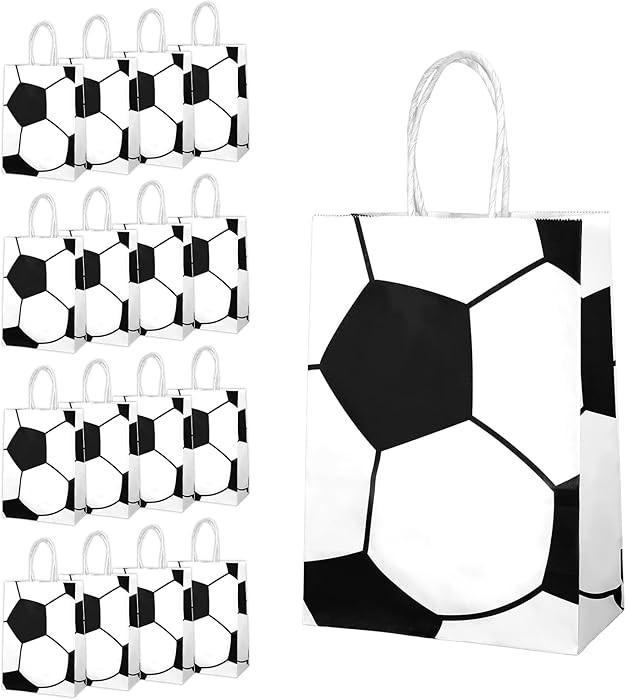 Motthjcw 16 Pcs Soccer Goodie Bags, Soccer Party Favors, Paper Small Gift Bags With Handles, Birt... | Amazon (US)