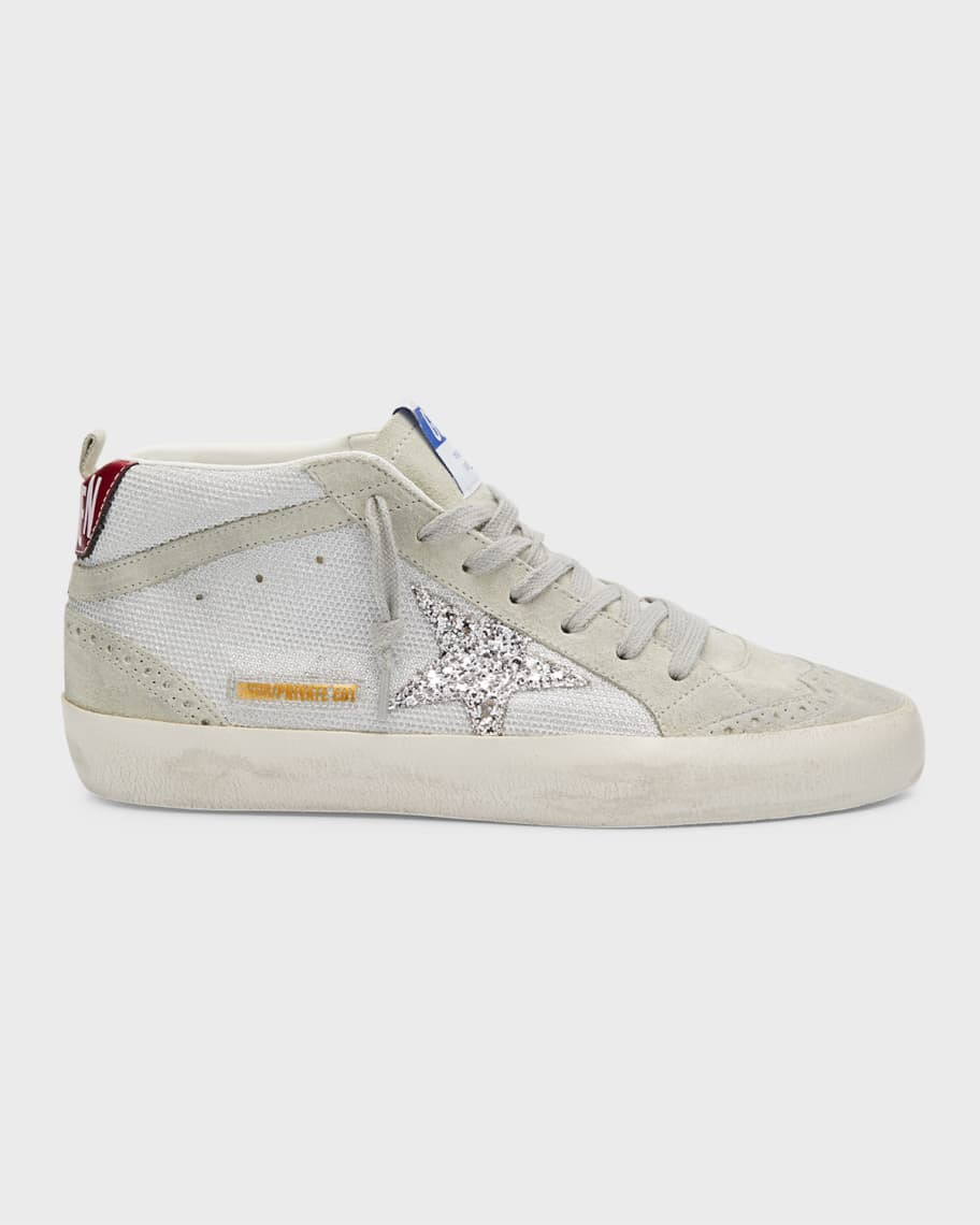 Golden Goose Mid Star Metallic Suede Wing-Tip Sneakers | Neiman Marcus