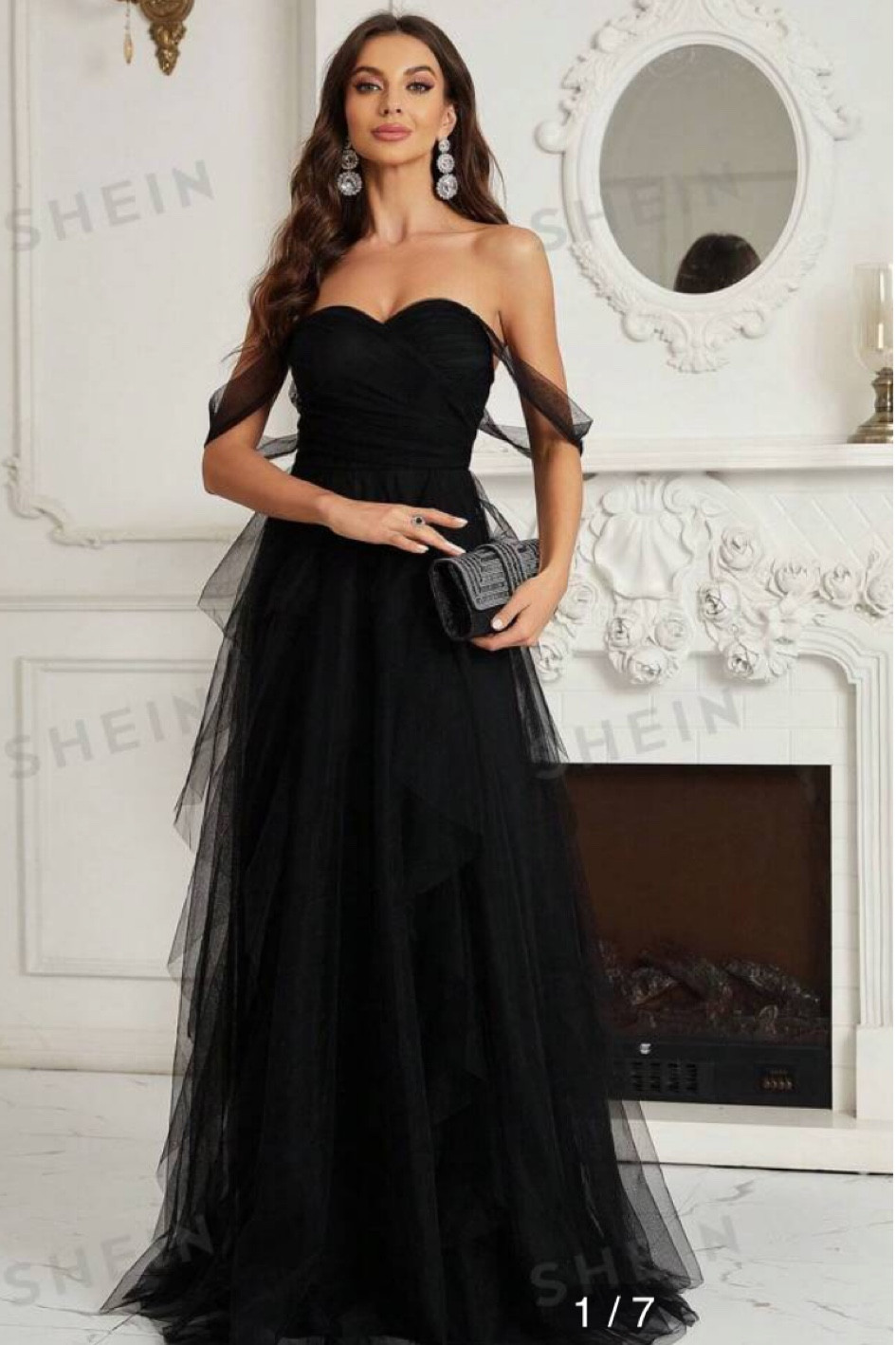 blue dress for baby girl SHEIN Black Bandeau Off Shoulder Split Solid Dress Party Sexy Plain Sl –  variants2
