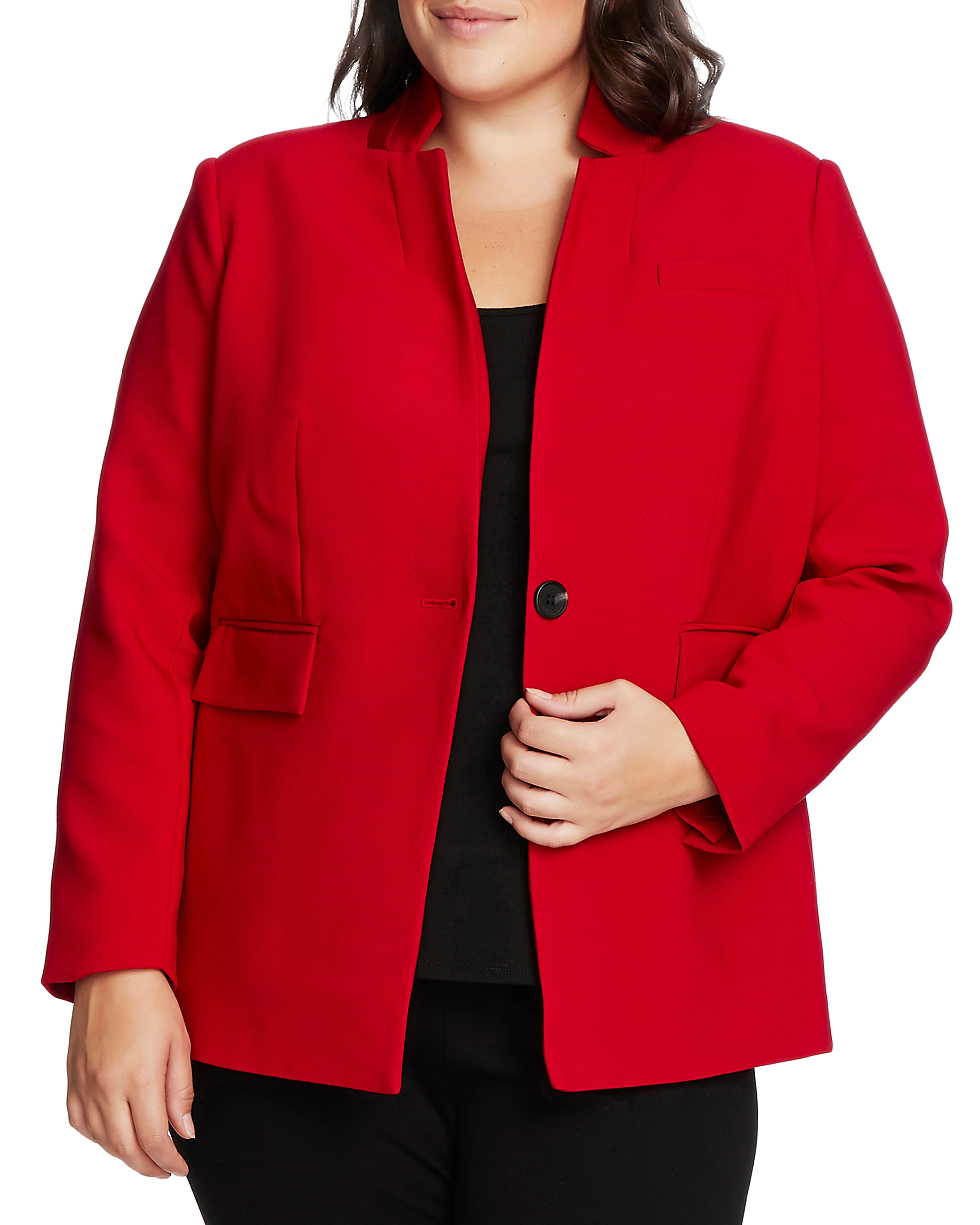 Plus-Size One-Button Stand-Collar Blazer | Vince Camuto