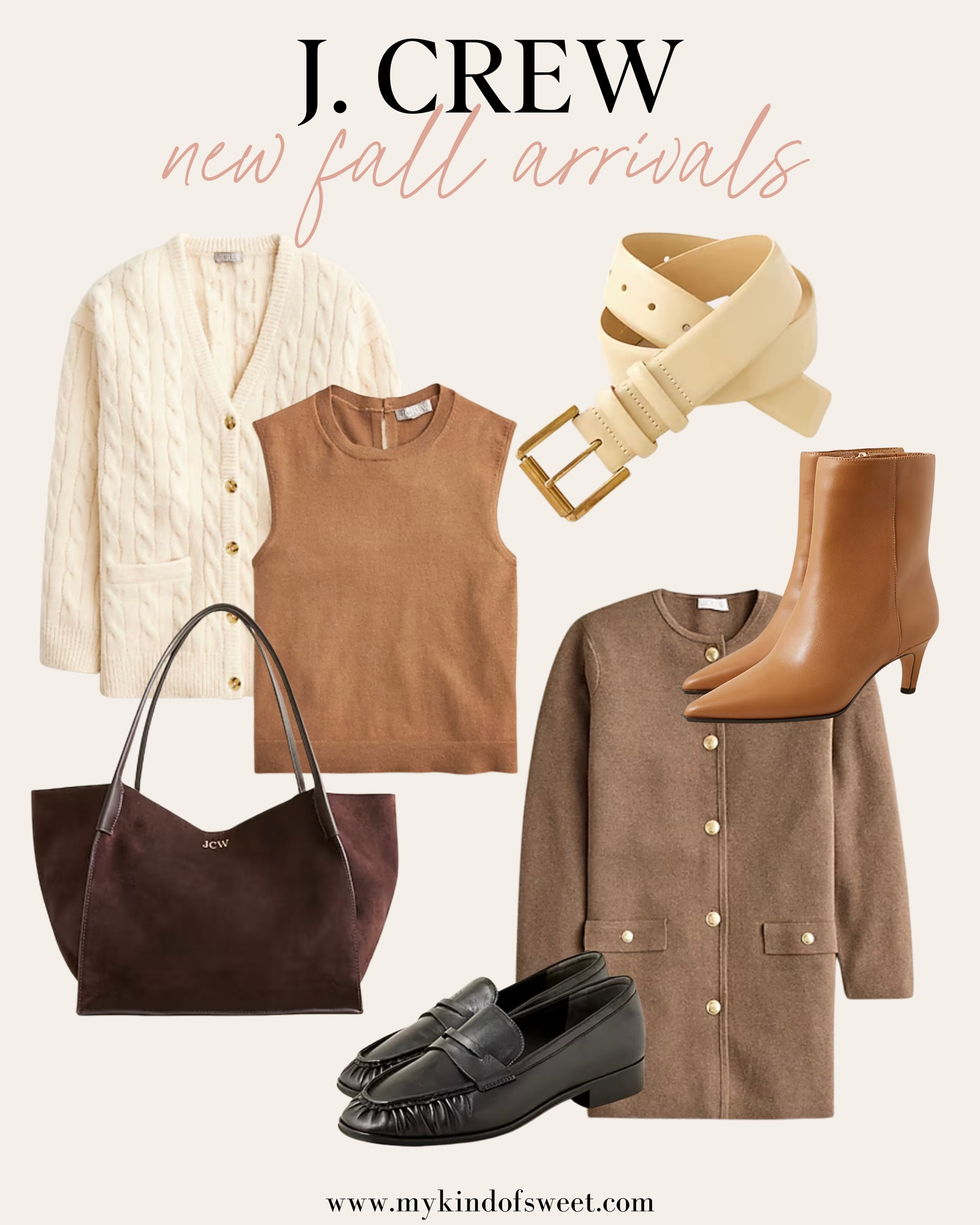 These new arrivals at J. Crew would be so great for layering this fall. I love this white belt and brown pair of boots. 