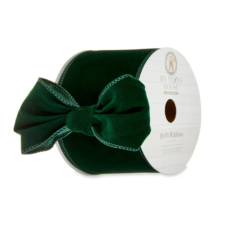 My Texas House Reversible Green Velvet Ribbon, 18‘ | Walmart (US)