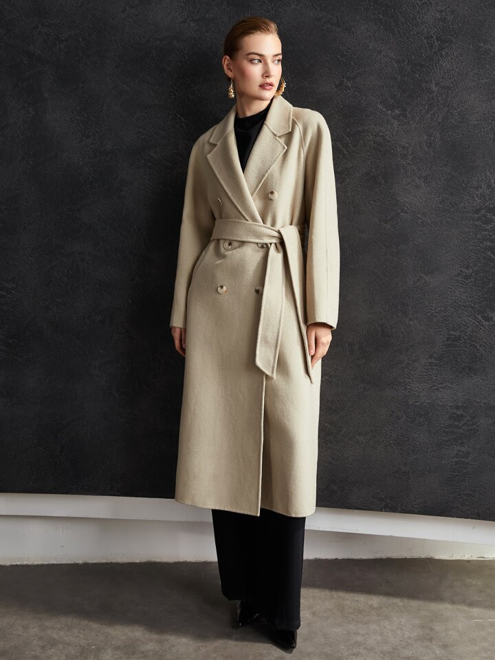 MOTF PREMIUM CASHMERE DOUBLE BREASTED BELTED OVERCOAT | SHEIN