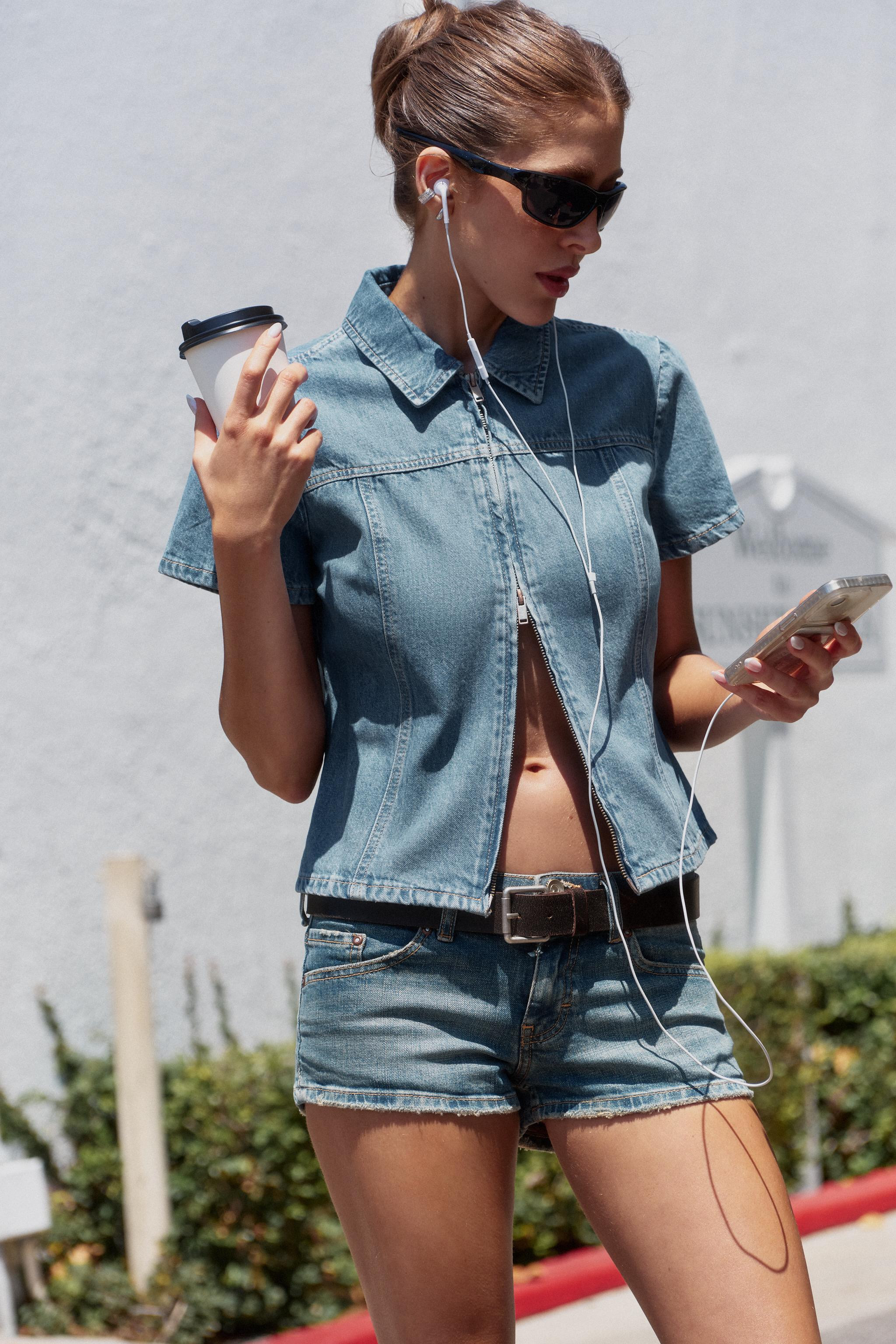 TRF DENIM ZIP SHIRT | Zara UK
