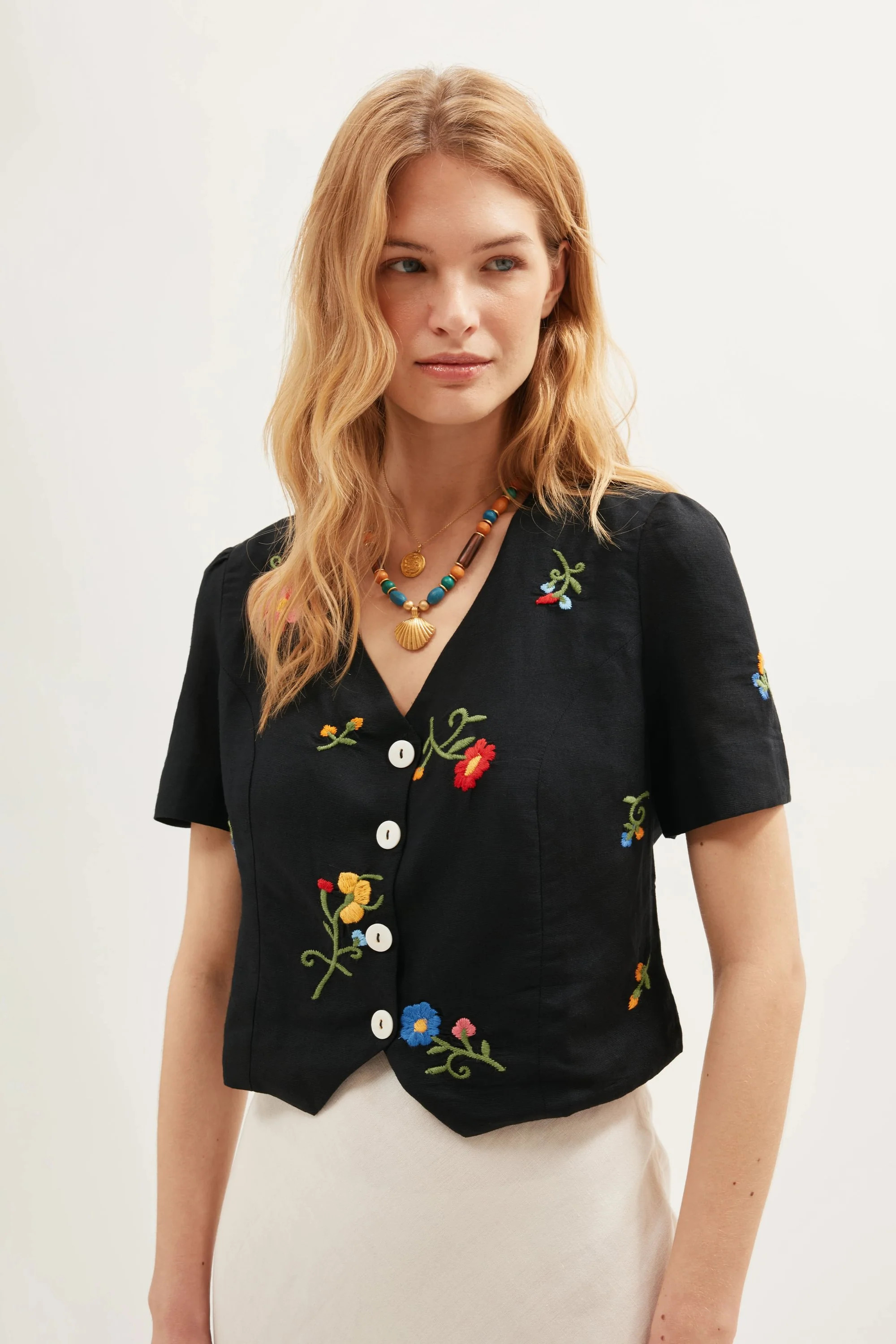 Immie  -  Spring Bud Embroidery Black | Rixo