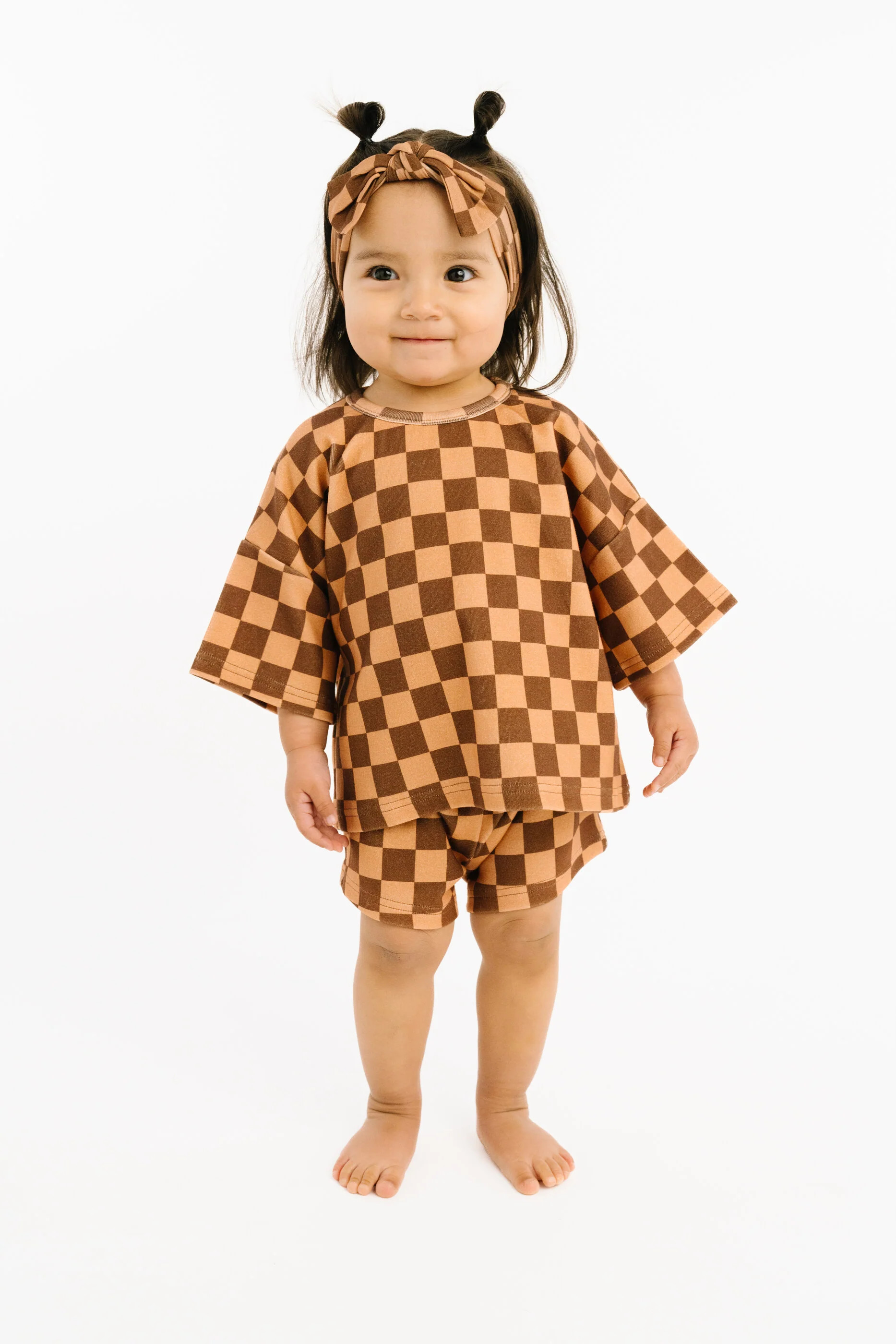 Espresso Checkered Slouchy Set | Little One Shop Co