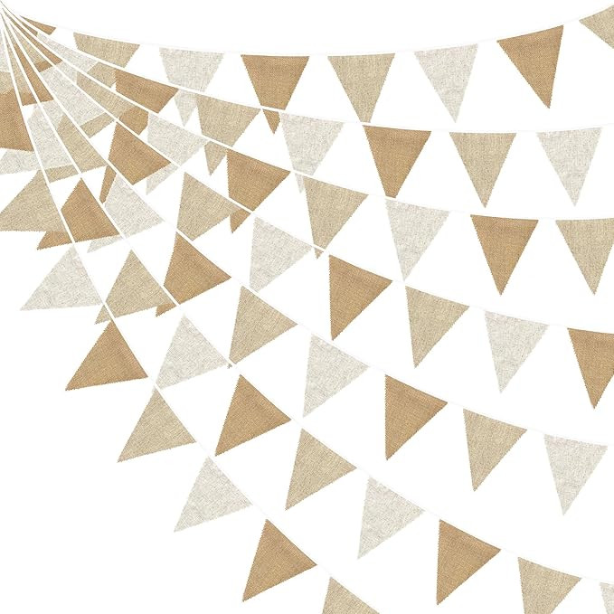 24Ft Burlap Banner Burlap Triangle Pennant Flag Linen Bunting Garland Streamers for Birthday Wedd... | Amazon (US)