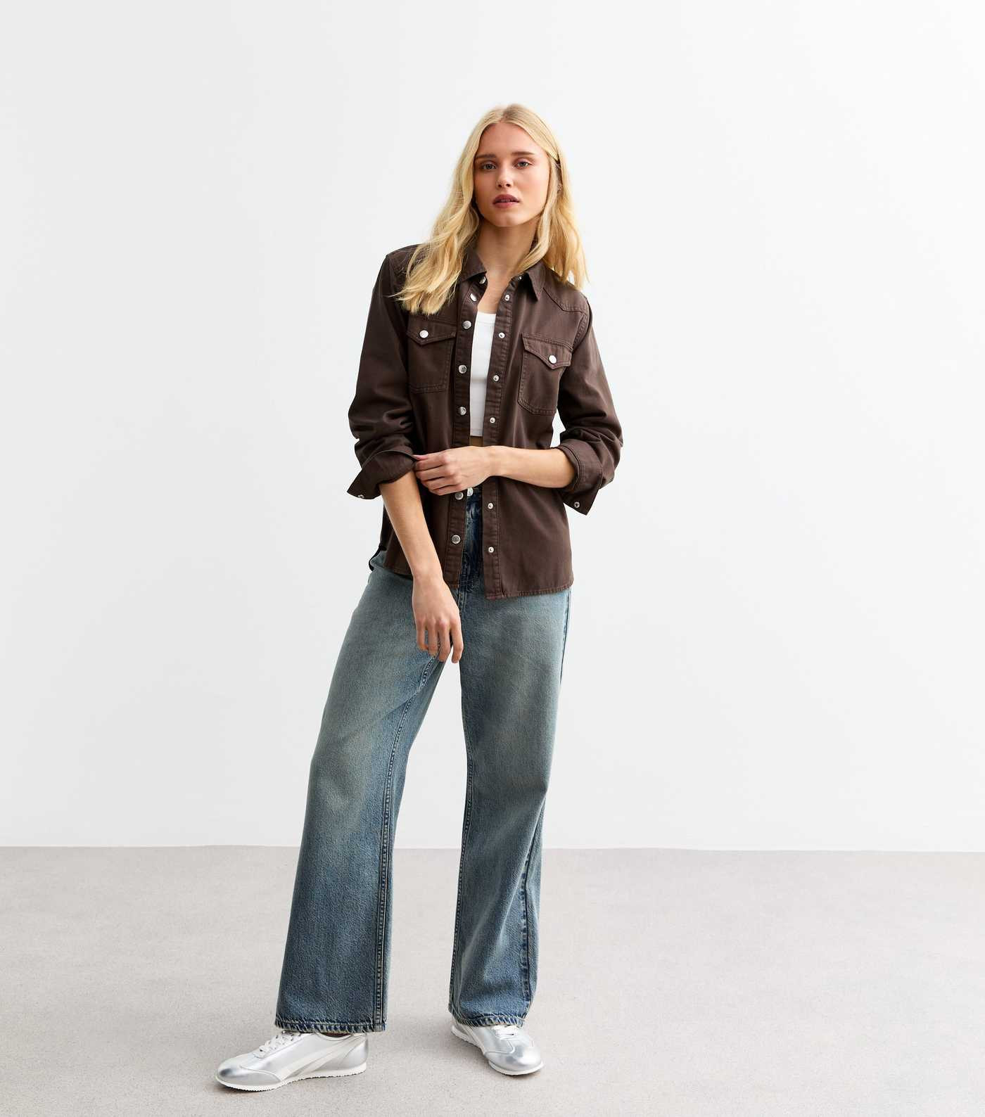 Dark Brown Oversized Twill Shirt | New Look | New Look (UK)
