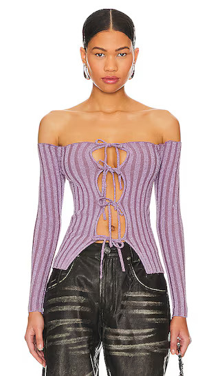 Lola Off Shoulder Top in Purple Metallic | Revolve Clothing (Global)