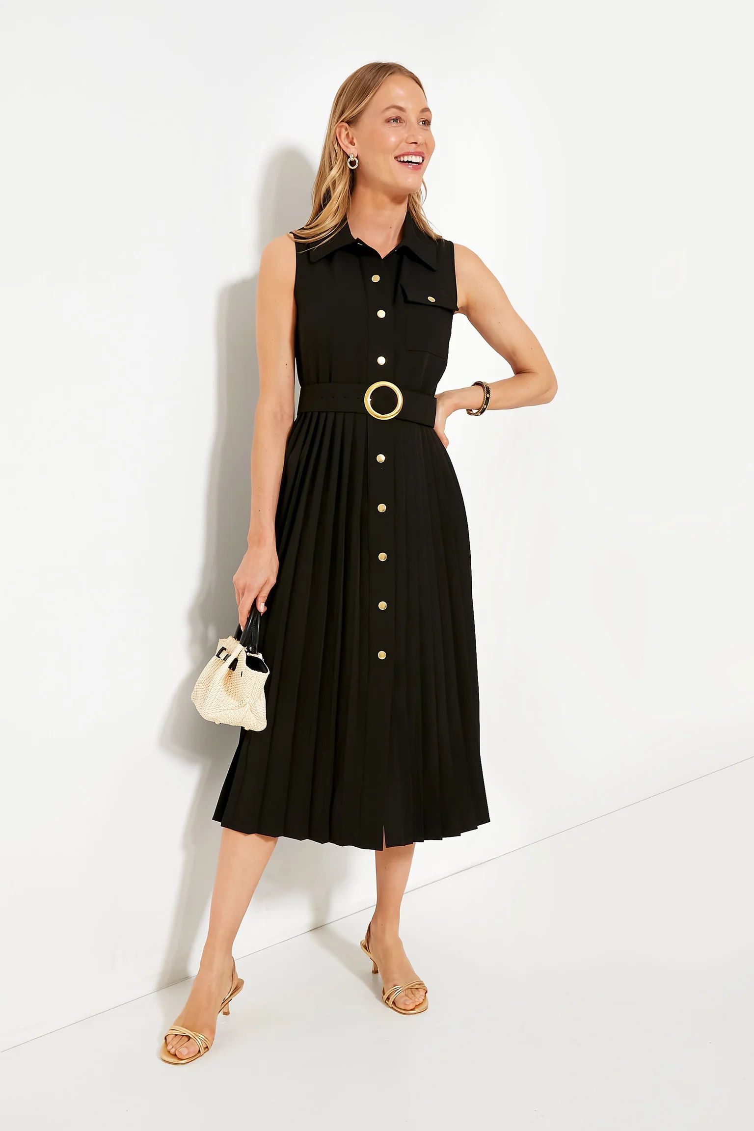 Black Belted Sleeveless Anna Dress | Tuckernuck (US)