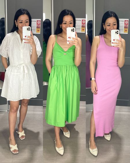 Size XS in white and green dresses
Size small in pink dress
Shoes are true to size

Target style
Target dresses
Target fashion


#LTKSeasonal #LTKover40 #LTKsalealert
