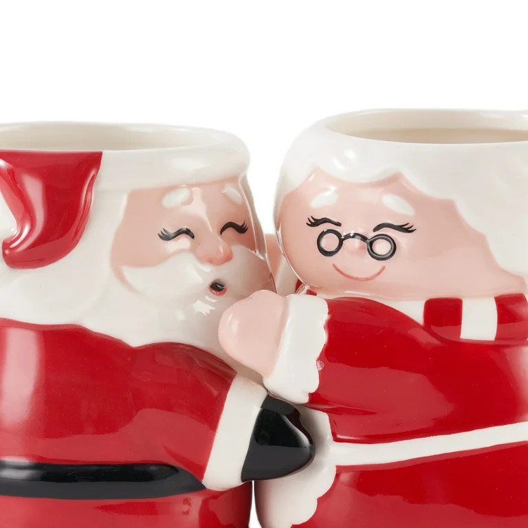 Holiday Time Ceramics 18 Oz Mr & Mrs Claus Hug Mug, Set of 2 | Walmart (US)
