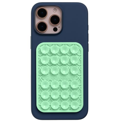 OCTOBUDDY Textures Mermaid Dragon - Silicone Suction Phone Case Adhesive Mount - Hands-Free Grip with 24 Suction Cups for Videos & Selfies - 2.6" x 3.9",Green Ash | Amazon (US)