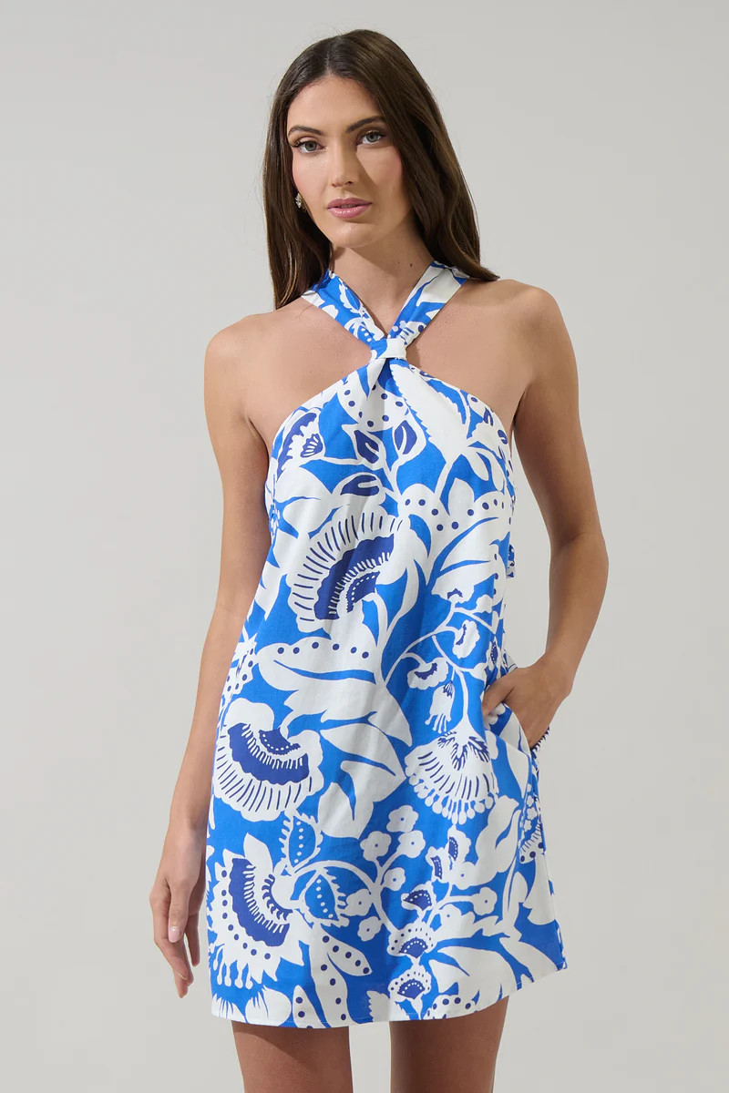 Ronan Floral Amory Halter Mini Dress | Sugarlips
