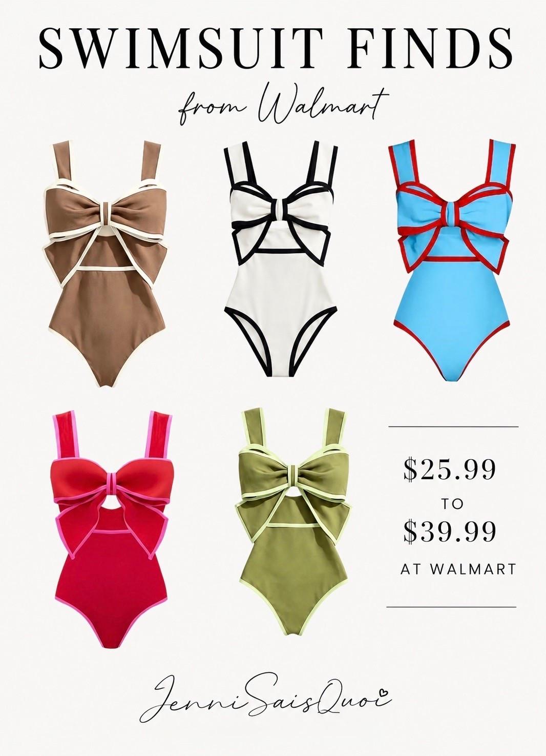 The cutest bow swimsuits from Walmart under $40! 🤎🎀👙 These affordable one-piece swimsuits have the cutest bow details and come in so many fun color combinations. Perfect for summer, beach vacations, pool days and resort wear.

#LTKSwim #LTKOver40 #LTKSaleAlert