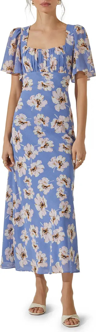 Floral Tie Back Flutter Sleeve Dress | Nordstrom