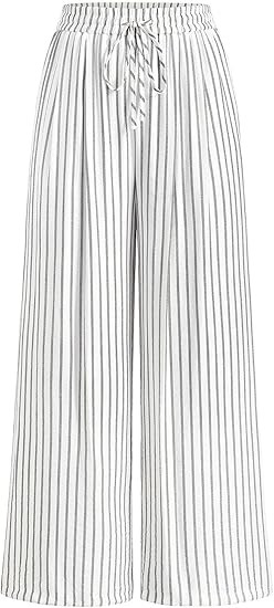 PRETTYGARDEN Womens Pants Elastic Waist Floral Lightweight Palazzo Pants for Women Casual Lounge ... | Amazon (US)