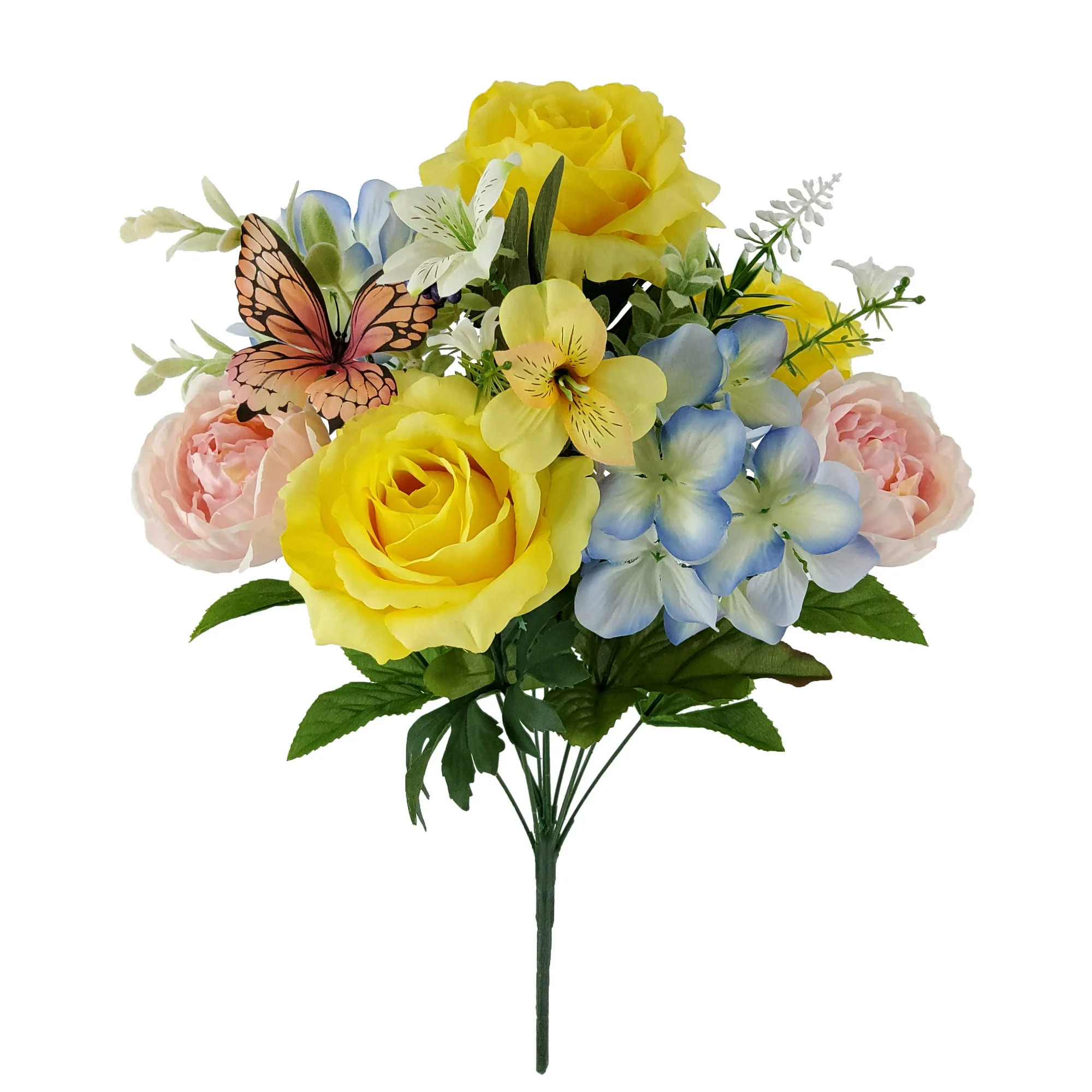 Mainstays 19.5 inch Artificial Rose Butterfly Bouquet, Yellow Color | Walmart (US)
