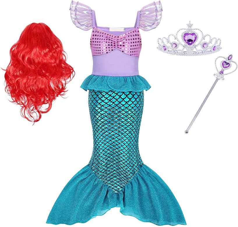 Eledobby Little Mermaid Dress for Girls Ariel Costume Kids Halloween Outfits Birthday Party Princ... | Amazon (US)