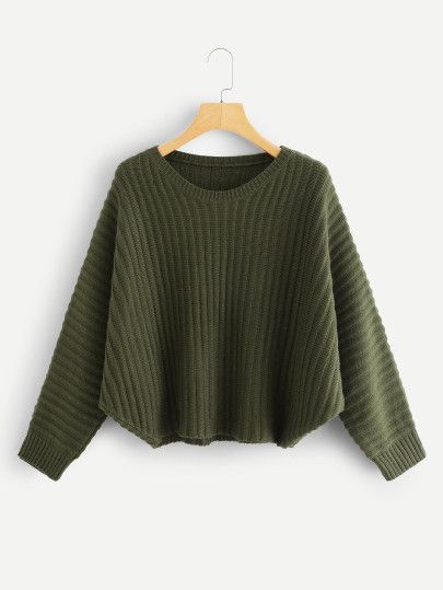 Cut And Sew Solid Cocoon Jumper | SHEIN
