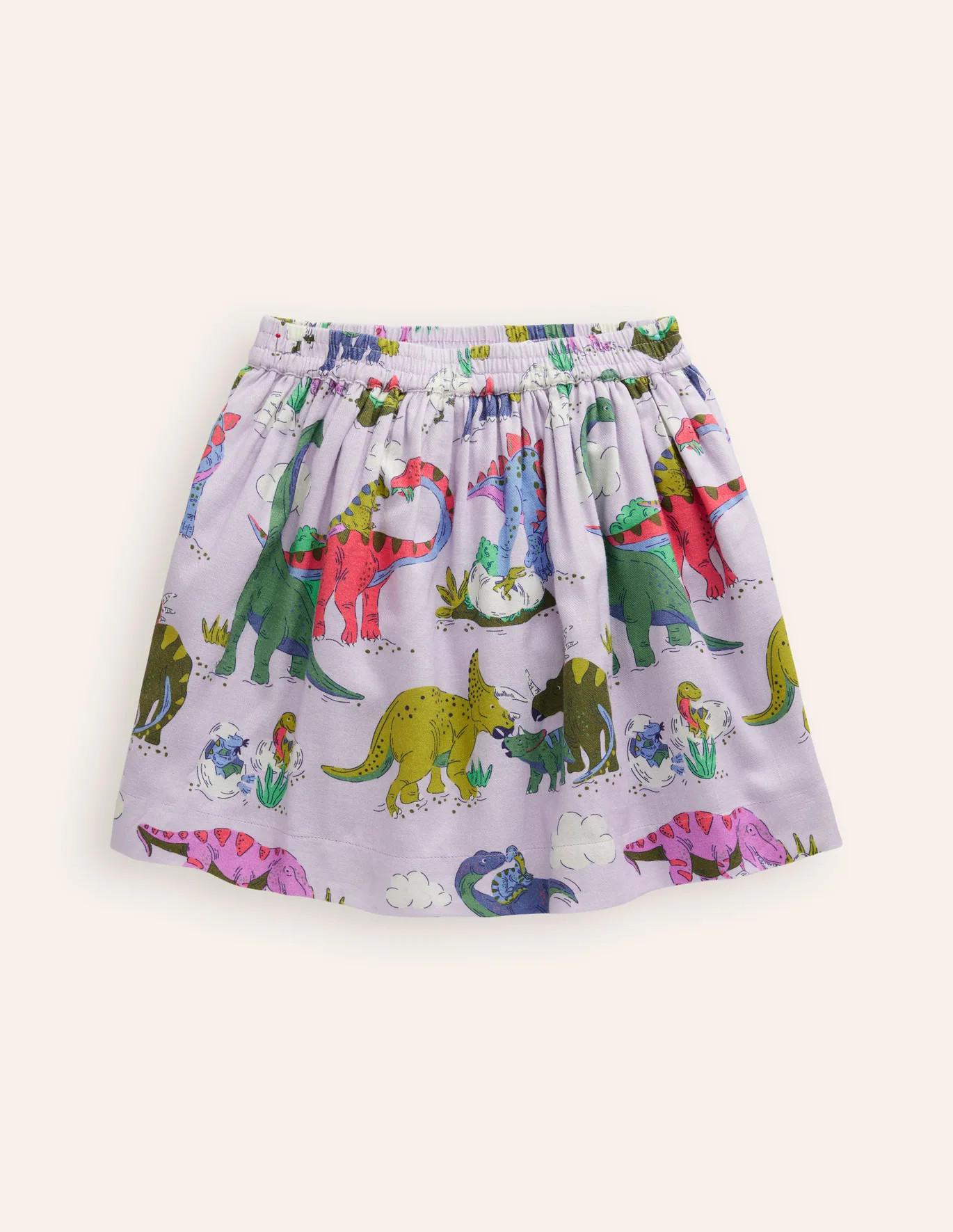 Printed Pull-On Twirly Skirt - Lilac Dino Family | Boden US | Boden (US)