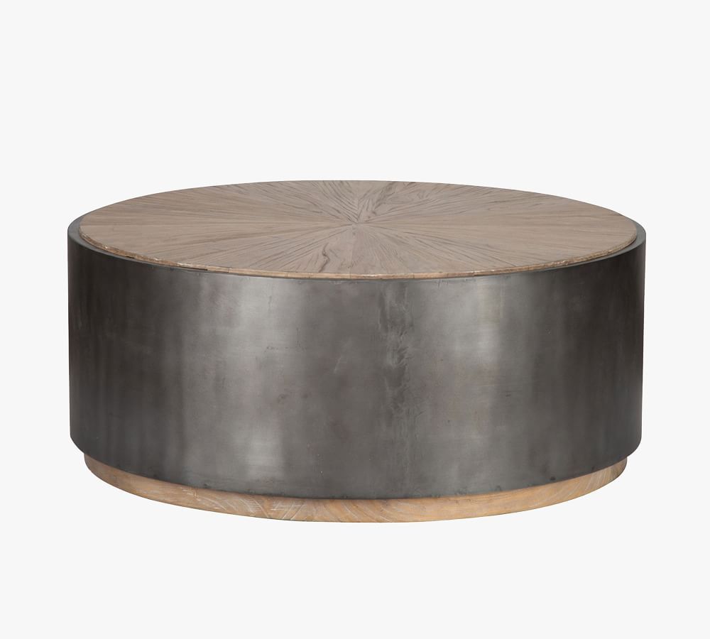 Brockton Metal Wrapped Reclaimed Wood Coffee Table, Antiqued Black, 39.5&amp;quot;L | Pottery Barn (US)