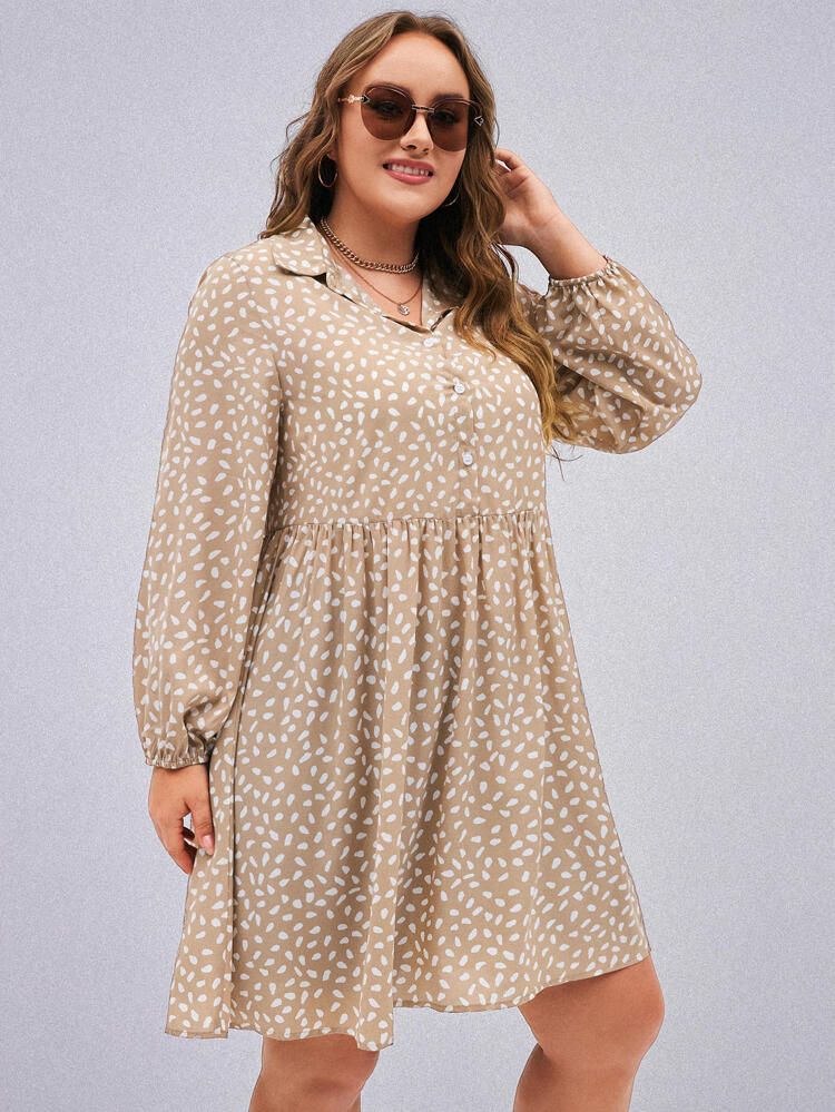 Plus Allover Print Smock Dress | SHEIN