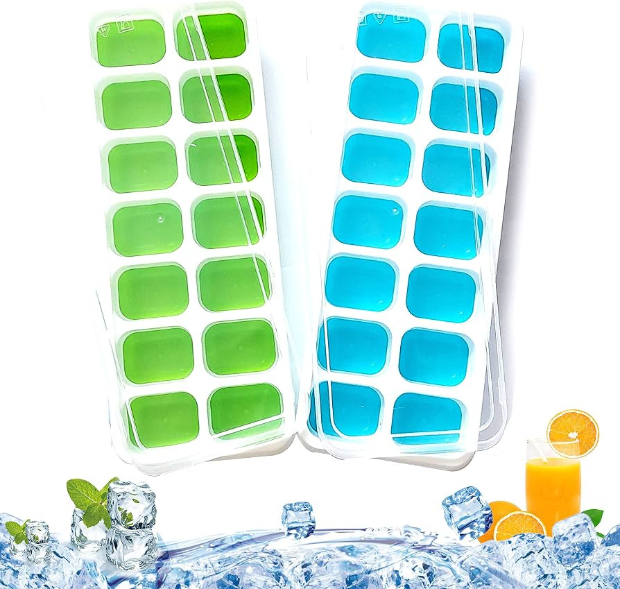 ADIIOS Ice Cube Trays, 2 Pcs Ice Cube Moulds with No-Spill Removable Lid, Easy-Release Silicone a... | Amazon (UK)