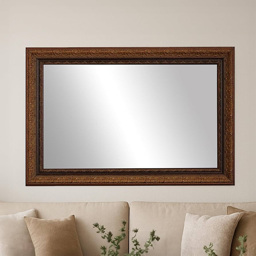 Frame My Mirror Gold Bathroom Mirror for Wall, 36" x 42" Antique Gold Bathroom Vanity Mirror, Mad... | Amazon (US)