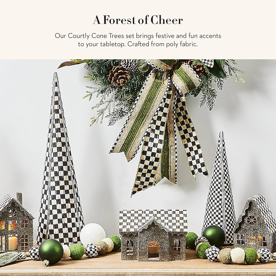 MACKENZIE-CHILDS Tabletop Christmas Tree, Decorative Tree for Christmas Decor, Set of 3, Courtly ... | Amazon (US)
