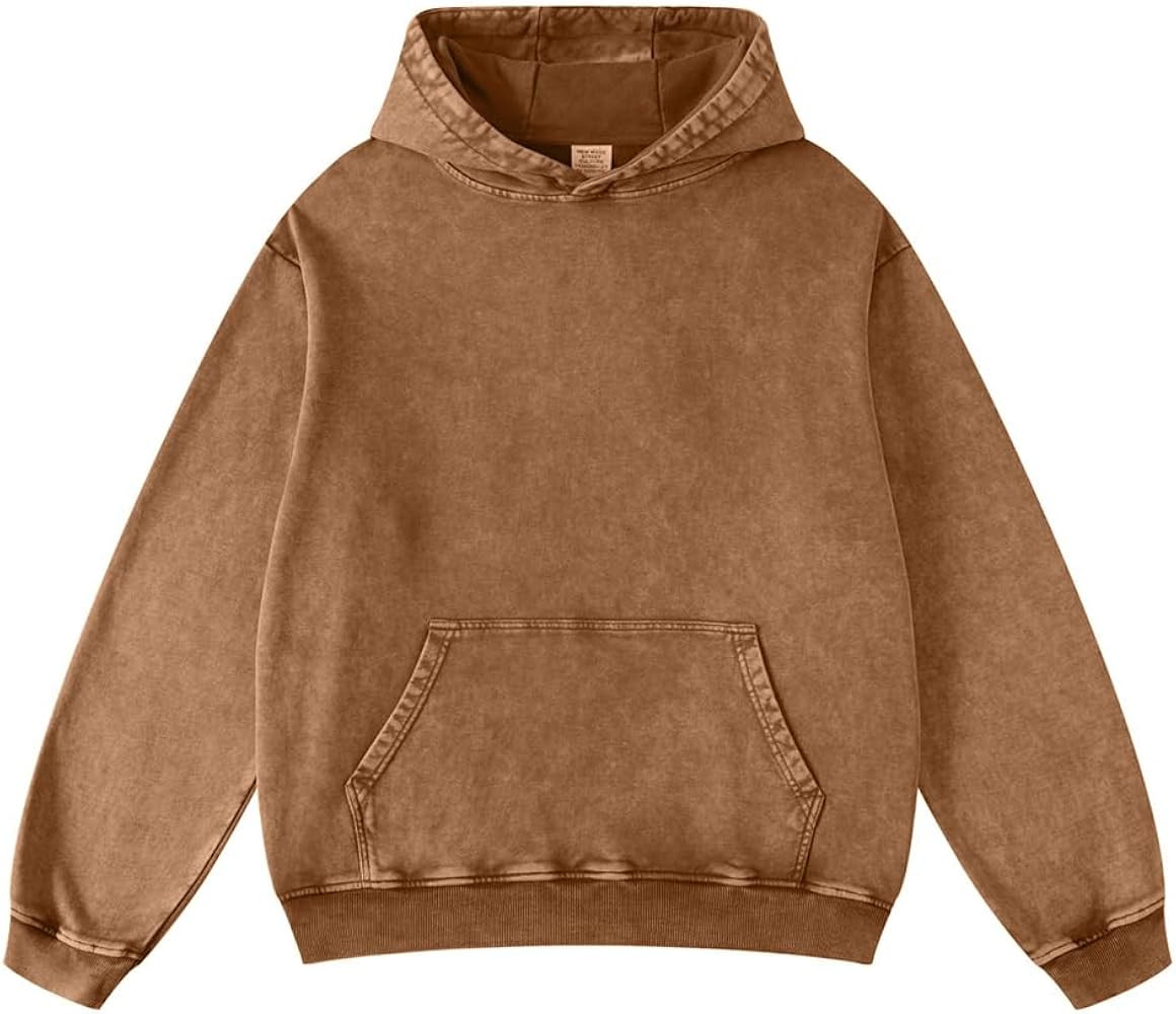 FAIABLE Mens Oversized Hoodie Couples Terry Heavyweight Hoodies Pullover Vintage Acid Wash Hoodie... | Amazon (US)