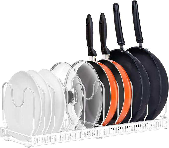 AHNR Expandable Pot and Pan Organizers Rack, 10+ Pans and Pots Lid Organizer Rack Holder, Kitchen... | Amazon (US)